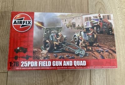 W282 Airfix Model Kit A01305 - 25 PDR Field Gun and Quad - 1/76 - Sealed