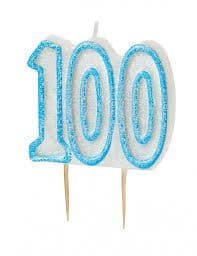 100th Birthday Blue Candle