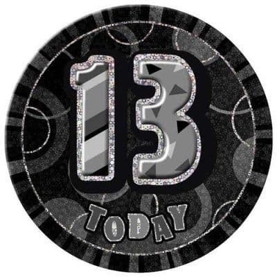 13th Birthday Black Glitz Badge 6