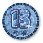 13th Birthday Blue Glitz Badge 6