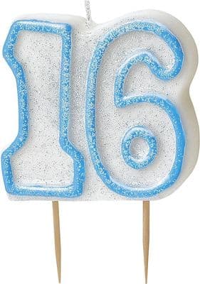 16th Birthday Blue Candle