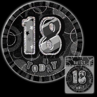 18th Birthday Black Glitz Badge 6