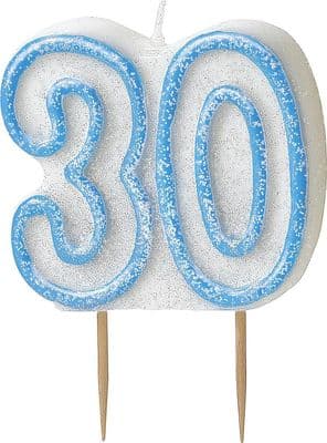 30th Birthday Blue Candle