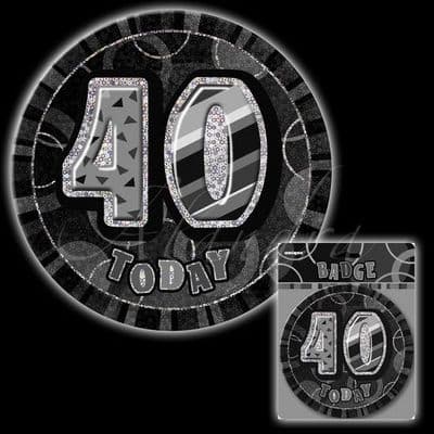 40th Birthday Black Glitz Badge 6