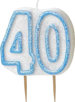 40th Birthday Blue Candle