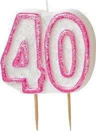 40th Birthday Pink Candle