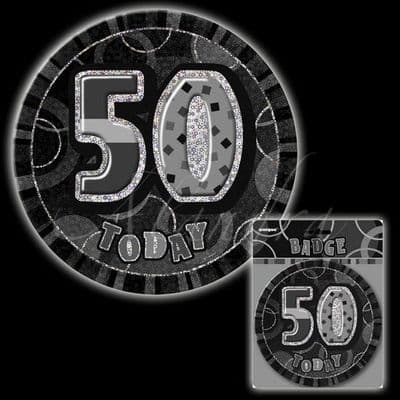 50th Birthday Black Glitz Badge 6