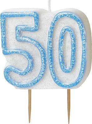 50th Birthday Blue Candle