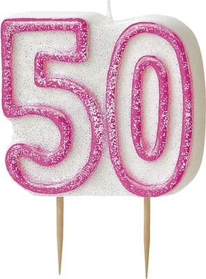 50th Birthday Pink Candle