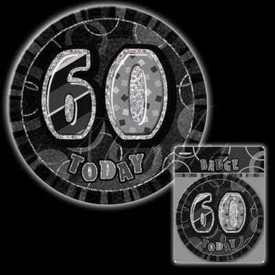 60th Birthday Black Glitz Badge 6