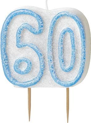 60th Birthday Blue Candle