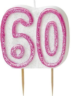 60th Birthday Pink Candle
