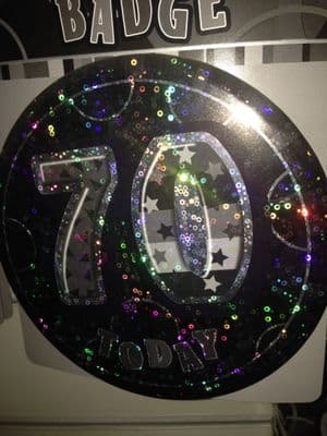 70th Birthday Black Glitz Badge 6