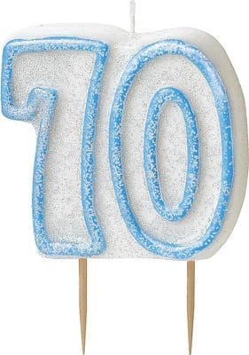 70th Birthday Blue Candle