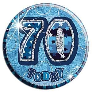 70th Birthday Blue Glitz Badge 6
