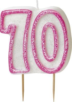 70th Birthday Pink Candle