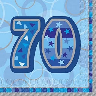 70th Glitz Blue Happy Birthday Serviettes