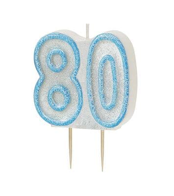 80th Birthday Blue Candle