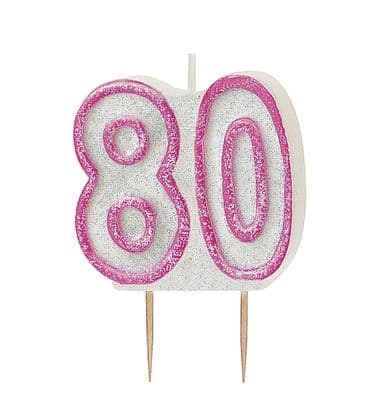 80th Birthday Pink Candle