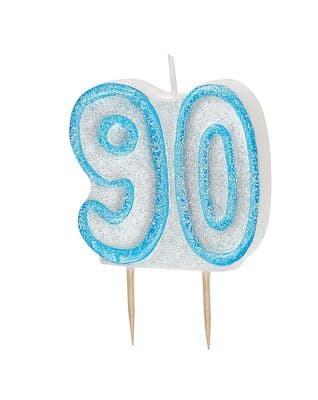 90th Birthday Blue Candle