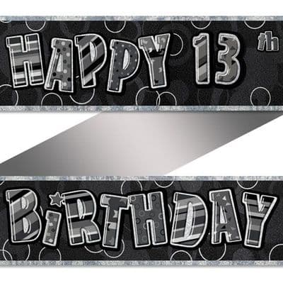 Birthday Glitz Range Black Long Banners 13th