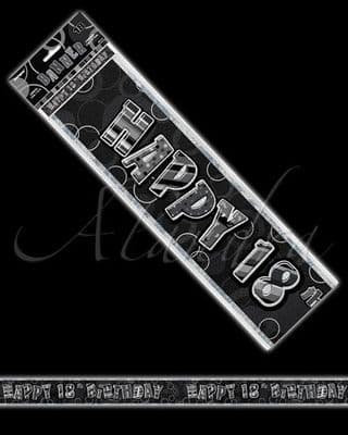 Birthday Glitz Range Black Long Banners 18th