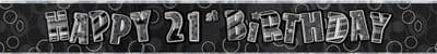 Birthday Glitz Range Black Long Banners 21st