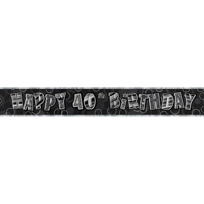 Birthday Glitz Range Black Long Banners 40th