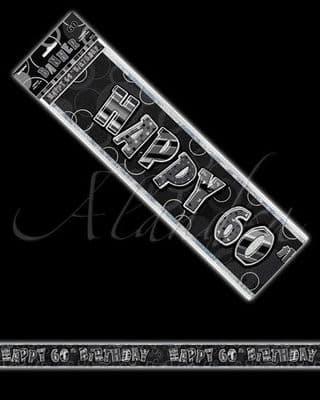 Birthday Glitz Range Black Long Banners 60th