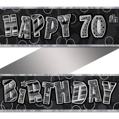 Birthday Glitz Range Black Long Banners 70th