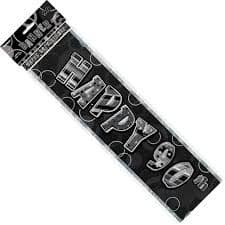 Birthday Glitz Range Black Long Banners 90th