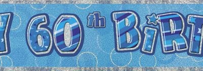 Birthday Glitz Range Blue Long Banners 60th
