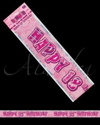 Birthday Glitz Range Pink Long Banners 18th