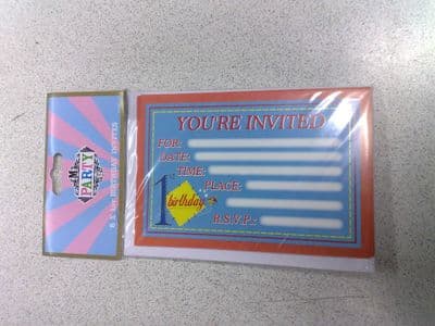 Boys 1st Birthday Invites x 8