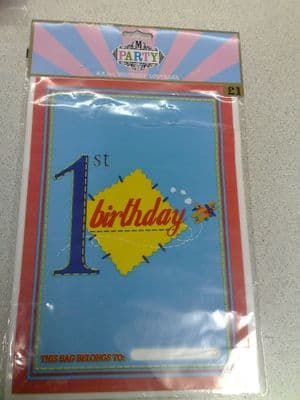 Boys 1st Birthday Loot Bags x 8