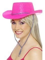 Cowgirl Glitter Fushia Hat Plastic