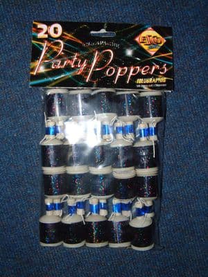 Dark Blue/Black Holographic Party Poppers x 20