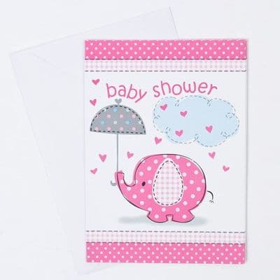 Elephant Pink Baby Shower Invites