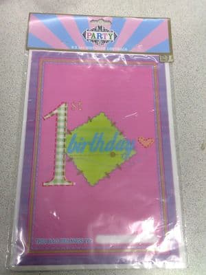 Girls 1st Birthday Loot Bags x 8