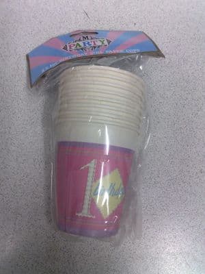 Girls 1st Birthday Paper Cups x 8