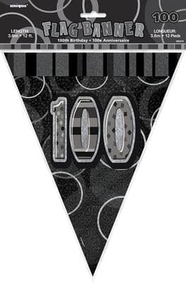 Glitz Black 100th Bunting Banners