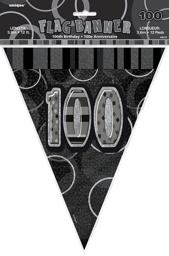 Glitz Black 100th Bunting Banners