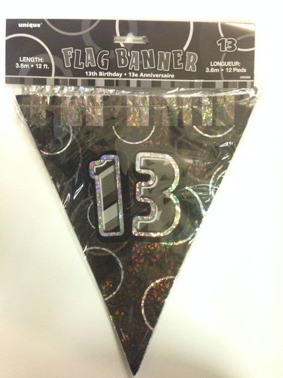 Glitz Black 13th Bunting Banners