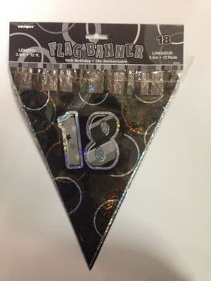 Glitz Black 18th Bunting Banners