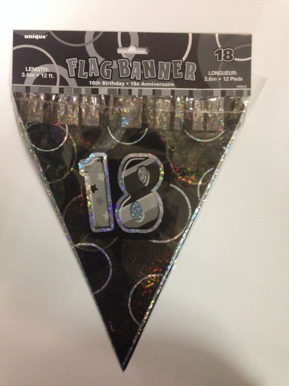 Glitz Black 18th Bunting Banners