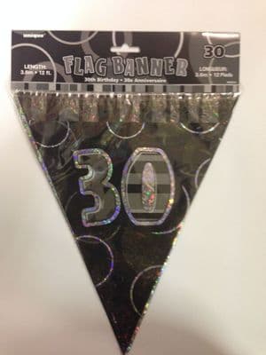 Glitz Black 30th Bunting Banners
