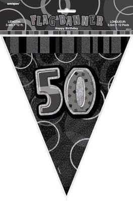Glitz Black 50th Bunting Banners