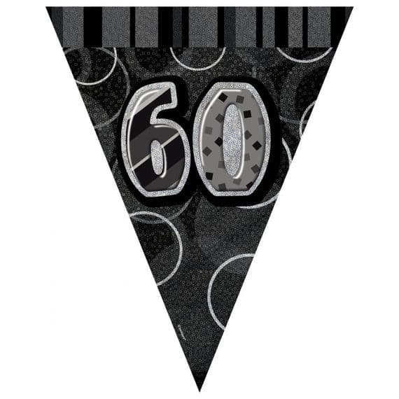 Glitz Black 60th Bunting Banners