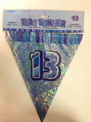 Glitz Blue 13th Bunting Banners
