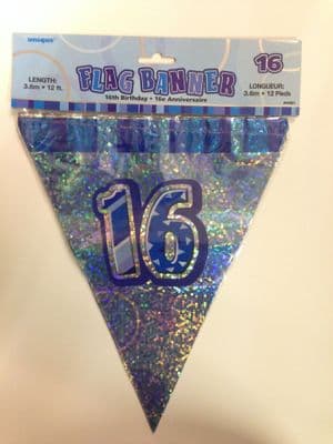 Glitz Blue 16th Bunting Banners